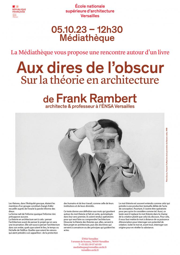 Rencontre autour du livre de Frank Rambert, octobre 2023
