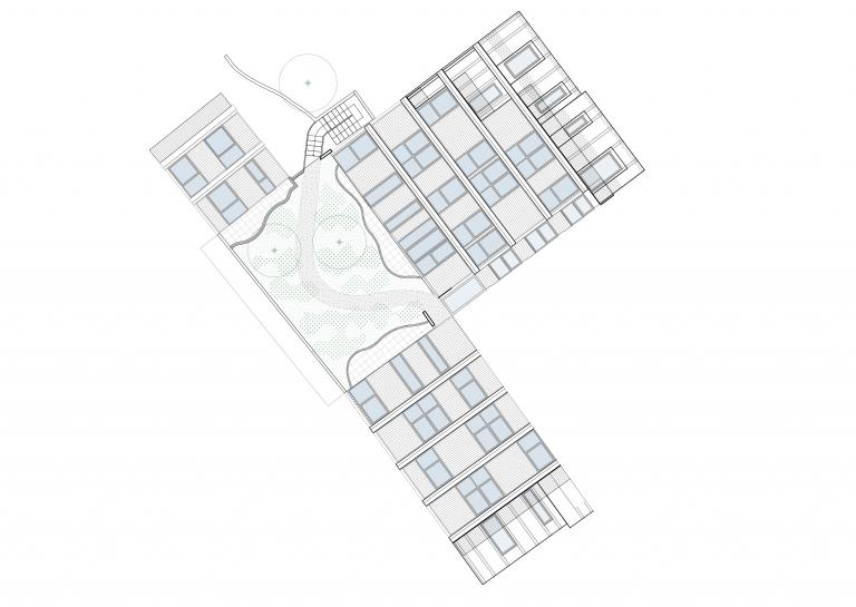TEC XX - Site rues PIXÉRÉCOURT et DUÉE_plan élévations des façades sur jardin central